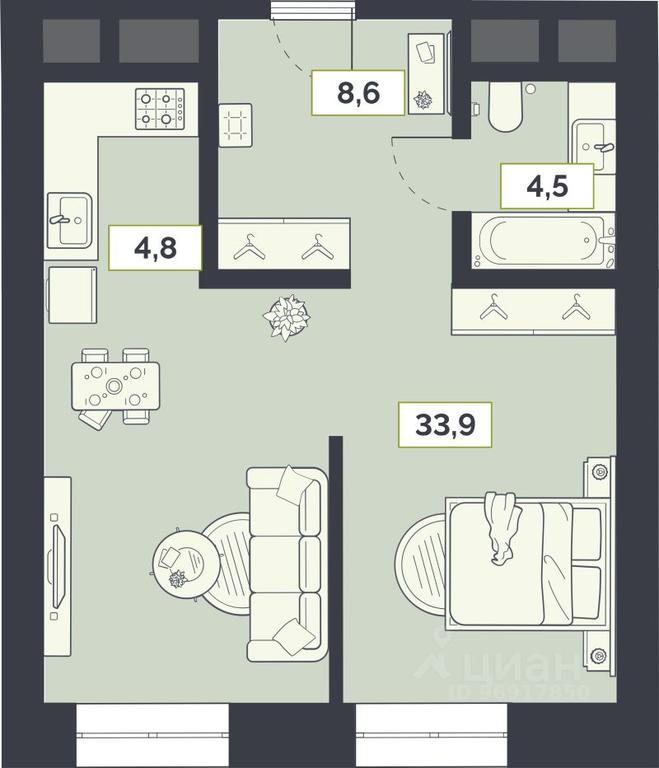 Apartment Sale, 52.6 sq. m. at Laym, Staroalekseyevskaya Street, 5А, Moscow, Russia #1