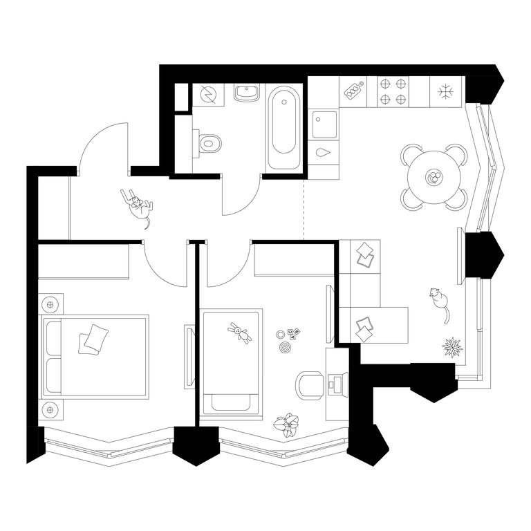 2-BD Apartment Sale, 45 sq. m. at Matveevskiy Park, Ochakovskoye Highway, вл3с11, Moscow, Russia #1