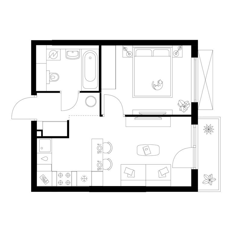 1-BD Apartment Sale, 34.1 sq. m. at Michurinskiy Park, Ozyornaya Street, 44А, Moscow, Russia #1