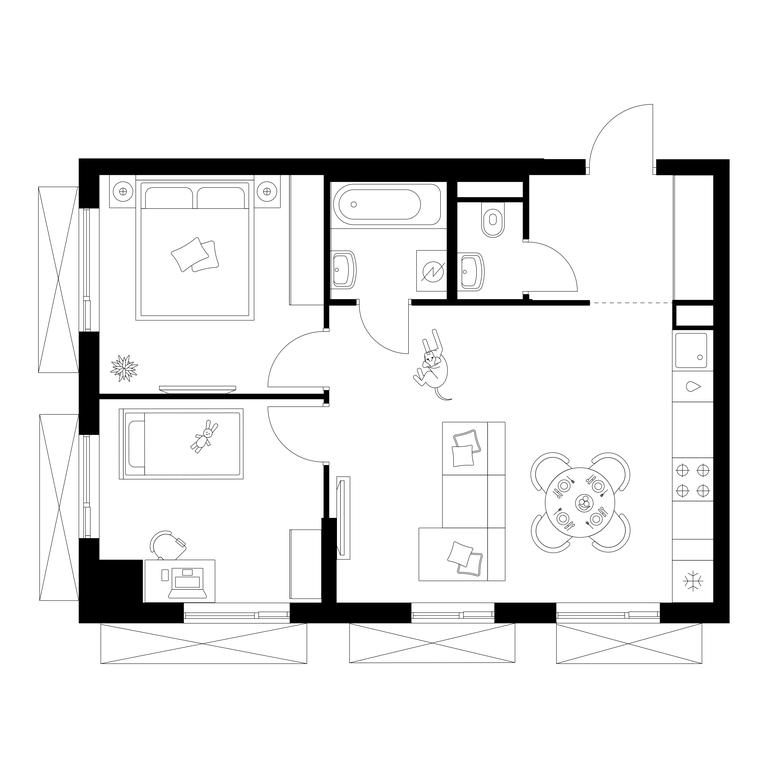 2-BD Apartment Sale, 52.4 sq. m. at Michurinskiy Park, Ozyornaya Street, 44А, Moscow, Russia #1 2-BD Apartment Sale, 52.4 sq. m. at Michurinskiy Park, Ozyornaya Street, 44А, Moscow, Russia #1