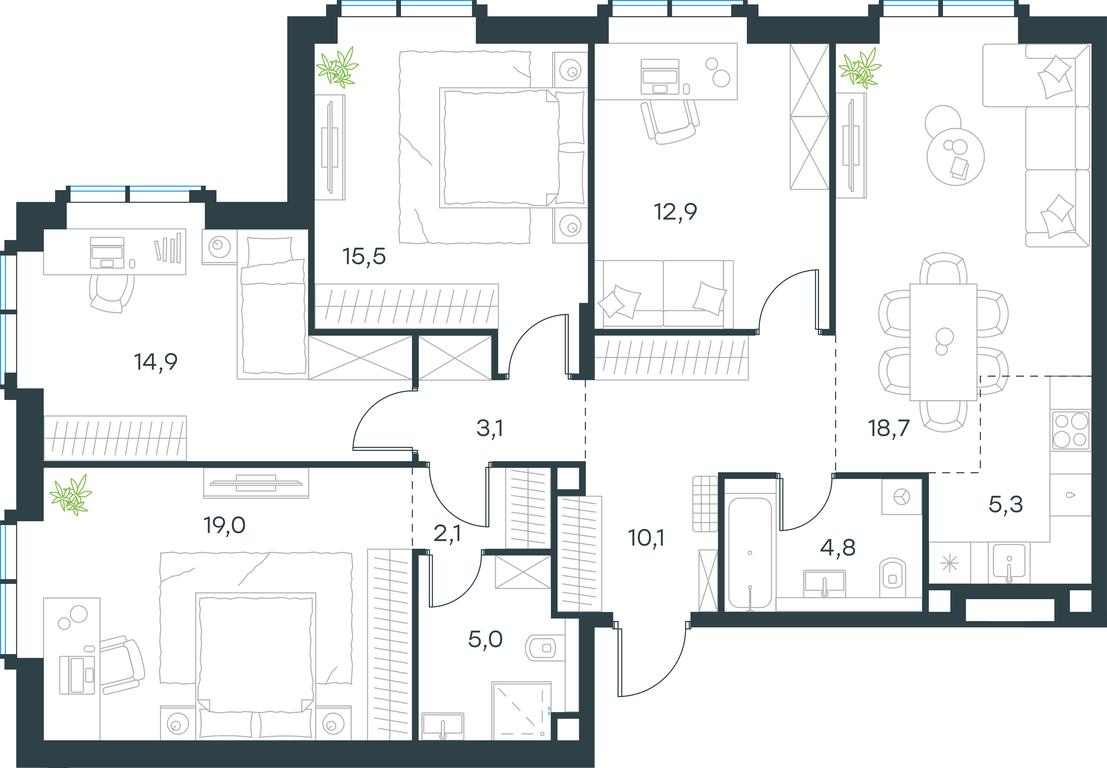 4-BD Apartment Sale, 111.4 sq. m. at Paveletskaya City, Dubininskaya Street, 59, Moscow, Russia #1 4-BD Apartment Sale, 111.4 sq. m. at Paveletskaya City, Dubininskaya Street, 59, Moscow, Russia #1