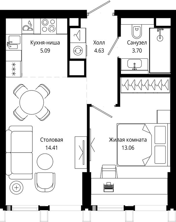 1-BD Apartment Sale, 40.87 sq. m. at Mod, 4th Maryinoy Roschi Street, 12с9, Moscow, Russia #1 1-BD Apartment Sale, 40.87 sq. m. at Mod, 4th Maryinoy Roschi Street, 12с9, Moscow, Russia #1