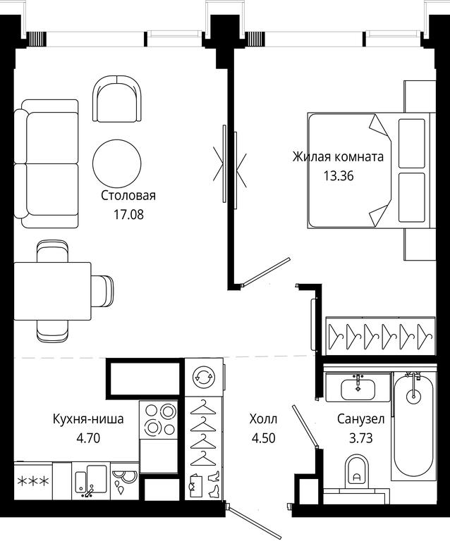 1-BD Apartment Sale, 44.01平方米 at Mod, 4th Maryinoy Roschi Street, 12с9, Moscow, Russia #1 1-BD Apartment Sale, 44.01平方米 at Mod, 4th Maryinoy Roschi Street, 12с9, Moscow, Russia #1