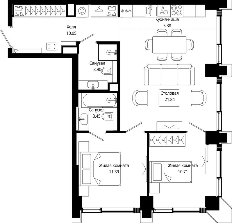 2-BD Apartment Sale, 66.71平方米 at Mod, 4th Maryinoy Roschi Street, 12с9, Moscow, Russia #1 2-BD Apartment Sale, 66.71平方米 at Mod, 4th Maryinoy Roschi Street, 12с9, Moscow, Russia #1