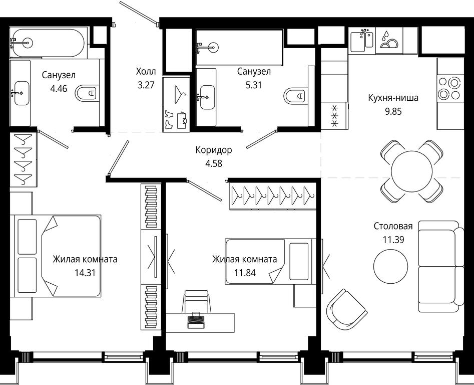 2-BD Apartment Sale, 65.89平方米 at Mod, 4th Maryinoy Roschi Street, 12с9, Moscow, Russia #1 2-BD Apartment Sale, 65.89平方米 at Mod, 4th Maryinoy Roschi Street, 12с9, Moscow, Russia #1