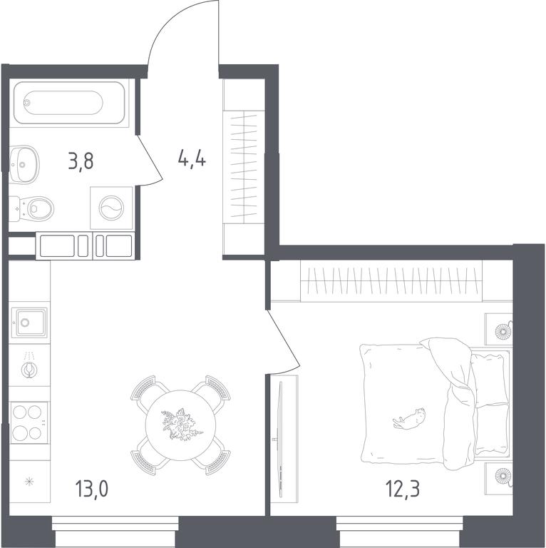 Apartment Sale, 33.5 sq. m. at Olhovy Kvartal, 5-ya ulitsa Lesnyye Polyany, posyolok Gazoprovod, Sosenskoye Settlement, Moscow, Russia #1 Apartment Sale, 33.5 sq. m. at Olhovy Kvartal, 5-ya ulitsa Lesnyye Polyany, posyolok Gazoprovod, Sosenskoye Settlement, Moscow, Russia #1