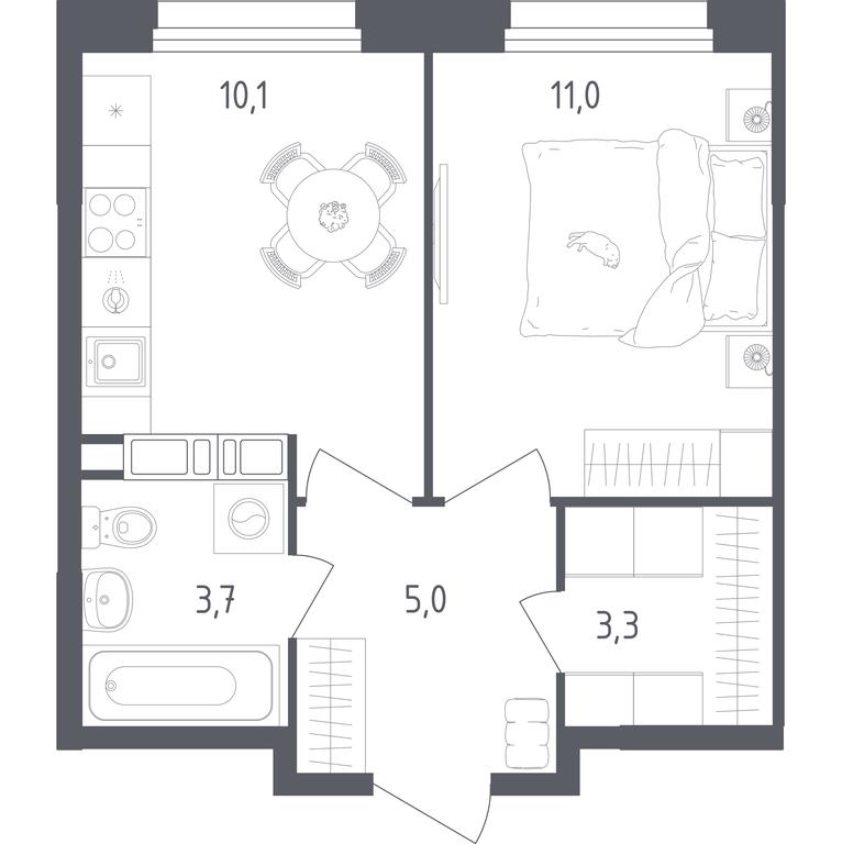 Apartment Sale, 33.1 sq. m. at Olhovy Kvartal, 5-ya ulitsa Lesnyye Polyany, posyolok Gazoprovod, Sosenskoye Settlement, Moscow, Russia #1