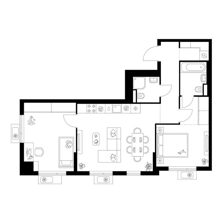 2-BD Apartment Sale, 62.8平方米 at Yaroslavskij kvartal, Yaroslavskiy Drive, 116, Korolyov, Moscow Region, Russia #1