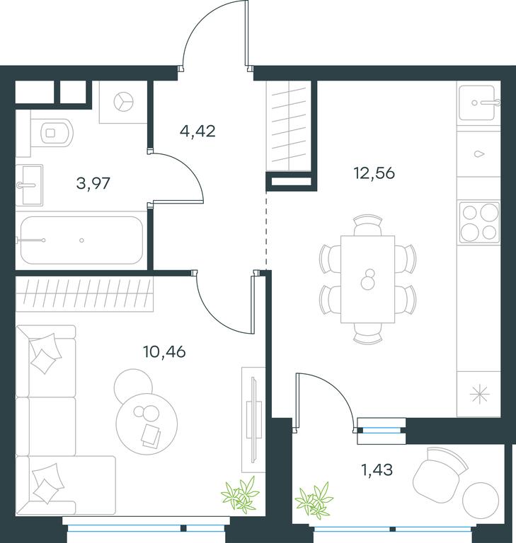 Apartment Sale, 32.1 sq. m. at Gorod V lesu, Gorod V Lesu Residential Complex, Village of Otradnoye, Krasnogorsk Urban District, Moscow Region, Russia #1