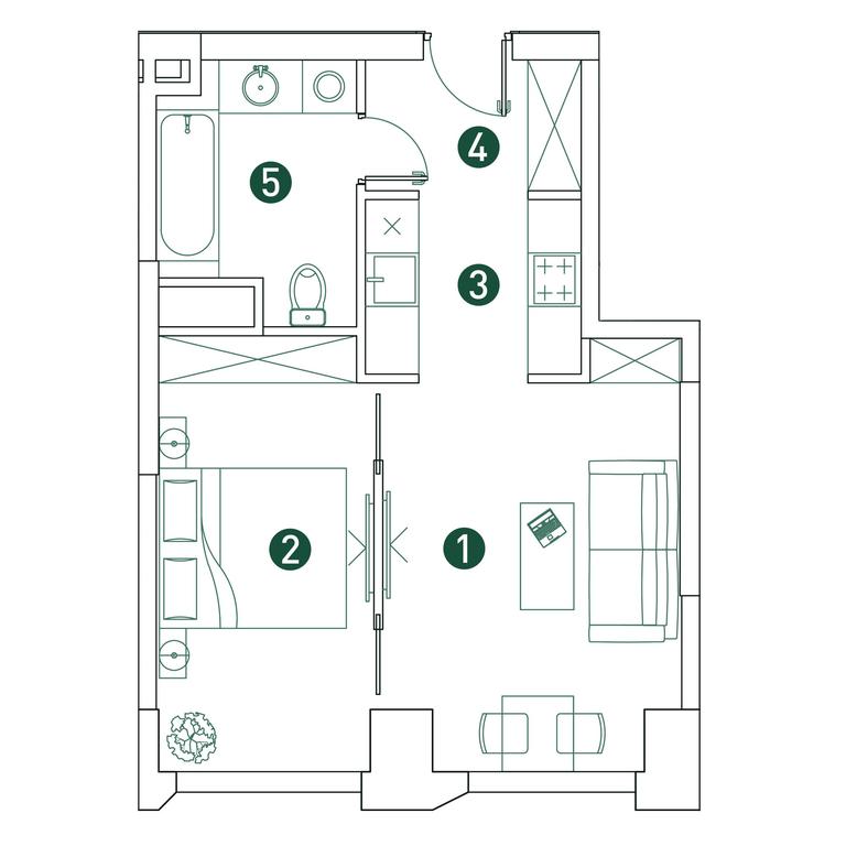 1-BD Apartment Sale, 40.9 sq. m. at Very, Botanicheskaya Street, 29, Moscow, Russia #2