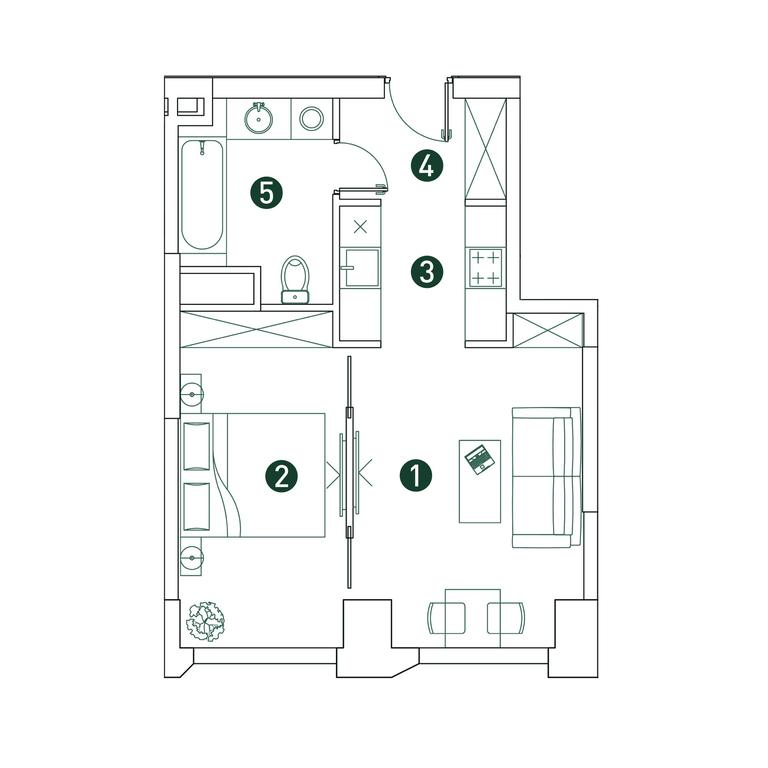 1-BD Apartment Sale, 40.9 sq. m. at Very, Botanicheskaya Street, 29, Moscow, Russia #1