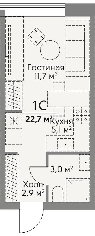 Apartment Sale, 22.9 sq. m. at Stories, zhiloy kompleks Storis na Mosfilmovskoy, kvartal Kinematograficheskiy, Moscow, Russia #1