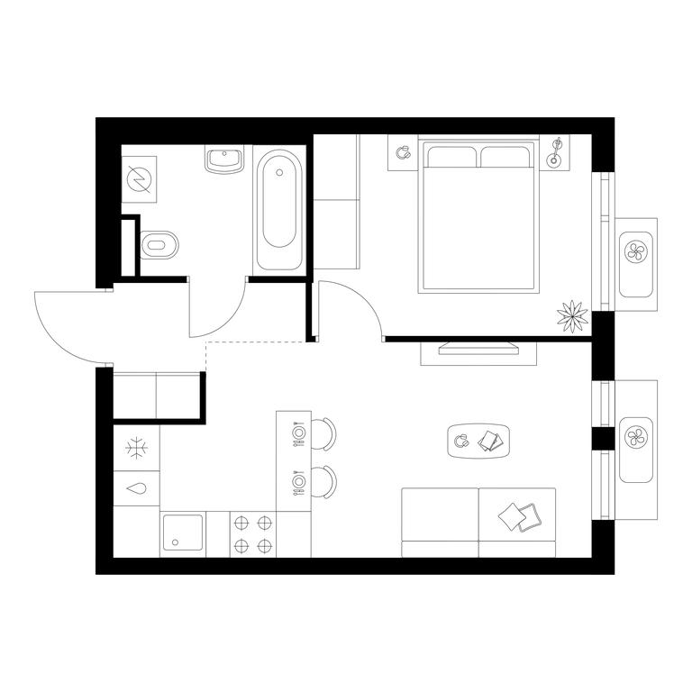 1-BD Apartment Sale, 32.4平方米 at Yaroslavskij kvartal, Yaroslavskiy Drive, 116, Korolyov, Moscow Region, Russia #1