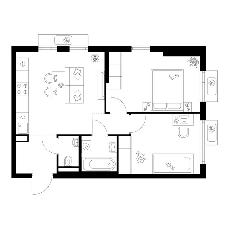 2-BD Apartment Sale, 49.4 sq. m. at Yaroslavskij kvartal, Yaroslavskiy Drive, 116, Korolyov, Moscow Region, Russia #1 2-BD Apartment Sale, 49.4 sq. m. at Yaroslavskij kvartal, Yaroslavskiy Drive, 116, Korolyov, Moscow Region, Russia #1