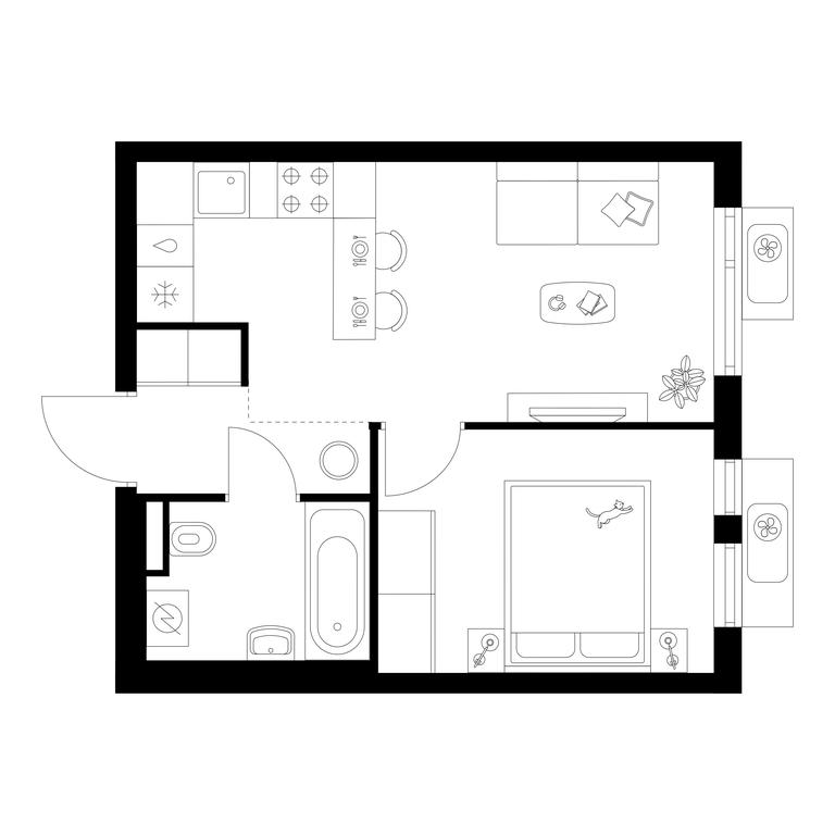 1-BD Apartment Sale, 32.4平方米 at Yaroslavskij kvartal, Yaroslavskiy Drive, 116, Korolyov, Moscow Region, Russia #1