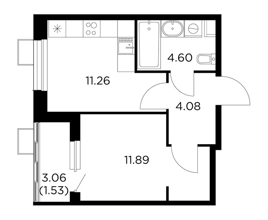 1-BD Apartment Sale, 33.36 sq. m. at Novoe Pushkino, mikrorayon Novoye Pushkino, Pushkino, Moscow Region, Russia #1