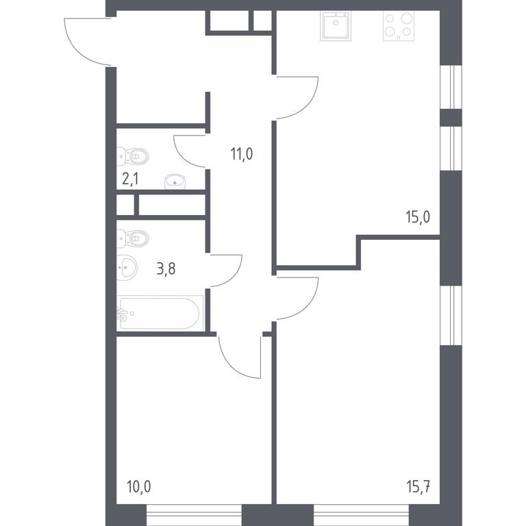 1-BD Apartment Sale, 58.1平方米 at Veresk, 3rd Khoroshyovskaya Street, вл19с3к1, Moscow, Russia #1 1-BD Apartment Sale, 58.1平方米 at Veresk, 3rd Khoroshyovskaya Street, вл19с3к1, Moscow, Russia #1