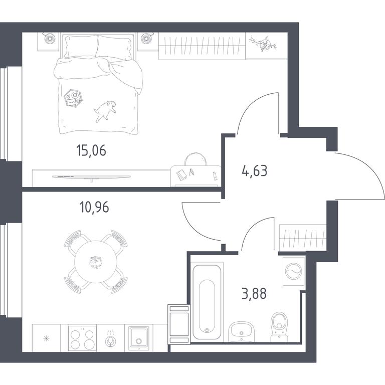 Apartment Sale, 34.2 sq. m. at Tomilino Park, 1-y kvartal, posyolok Zhilino-1, Lubertsy City District, Moscow Region, Russia #1 Apartment Sale, 34.2 sq. m. at Tomilino Park, 1-y kvartal, posyolok Zhilino-1, Lubertsy City District, Moscow Region, Russia #1