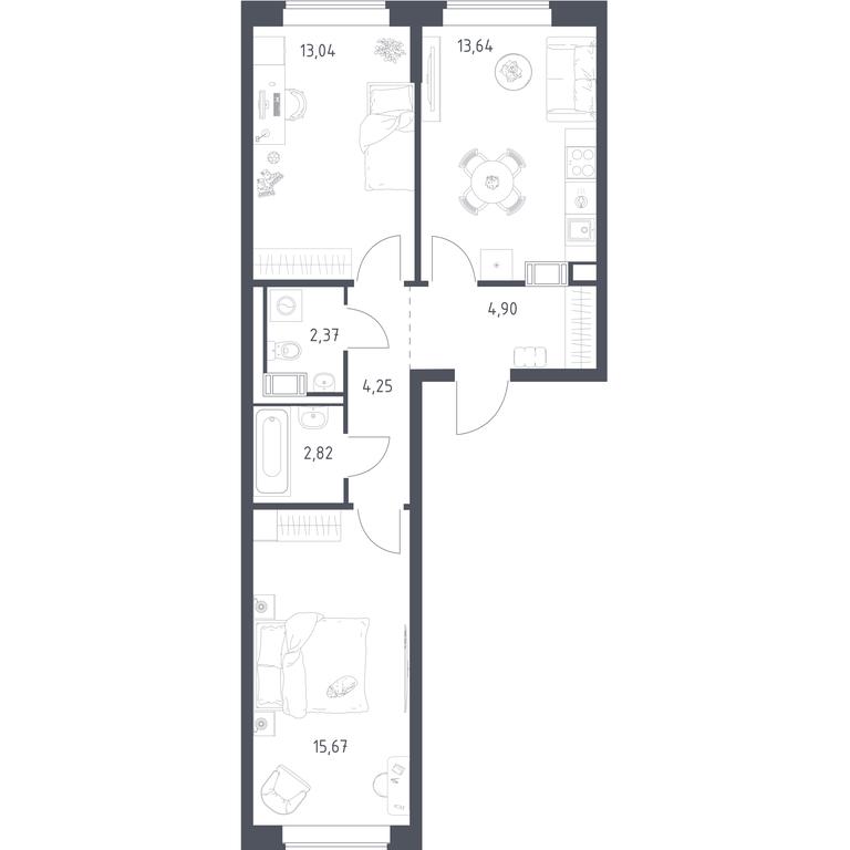 1-BD Apartment Sale, 56.1 sq. m. at Tomilino Park, 1-y kvartal, posyolok Zhilino-1, Lubertsy City District, Moscow Region, Russia #1