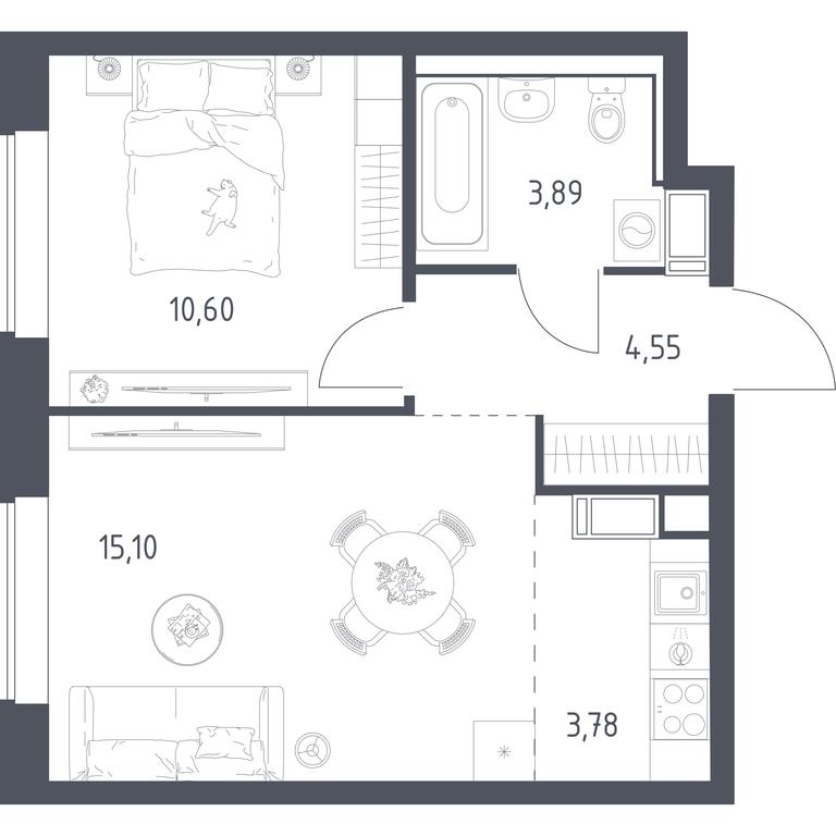 Apartment Sale, 37.7平方米 at Tomilino Park, 1-y kvartal, posyolok Zhilino-1, Lubertsy City District, Moscow Region, Russia #1 Apartment Sale, 37.7平方米 at Tomilino Park, 1-y kvartal, posyolok Zhilino-1, Lubertsy City District, Moscow Region, Russia #1
