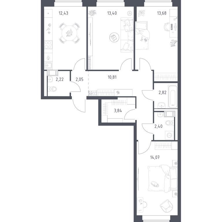 2-BD Apartment Sale, 77平方米 at Tomilino Park, 1-y kvartal, posyolok Zhilino-1, Lubertsy City District, Moscow Region, Russia #1 2-BD Apartment Sale, 77平方米 at Tomilino Park, 1-y kvartal, posyolok Zhilino-1, Lubertsy City District, Moscow Region, Russia #1