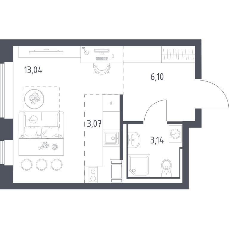 Apartment Sale, 25.3 sq. m. at Tomilino Park, 1-y kvartal, posyolok Zhilino-1, Lubertsy City District, Moscow Region, Russia #1