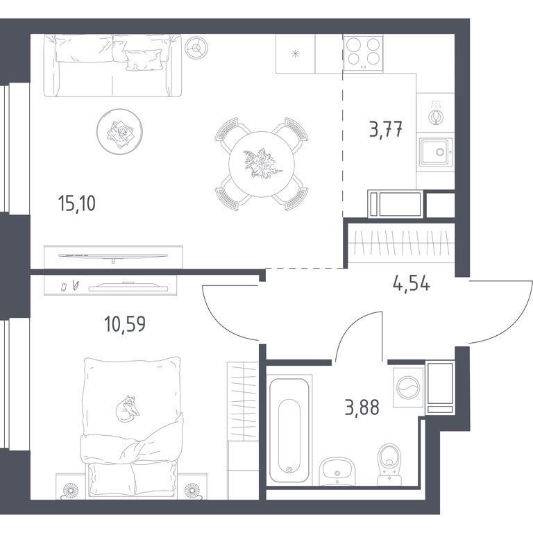 Apartment Sale, 37.6平方米 at Tomilino Park, 1-y kvartal, posyolok Zhilino-1, Lubertsy City District, Moscow Region, Russia #1 Apartment Sale, 37.6平方米 at Tomilino Park, 1-y kvartal, posyolok Zhilino-1, Lubertsy City District, Moscow Region, Russia #1