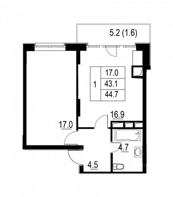 Apartment Sale, 44.7平方米 at Skazka, Izumrudnaya ulitsa, selo Pavlovskaya Sloboda, Istra City District, Moscow Region, Russia #1