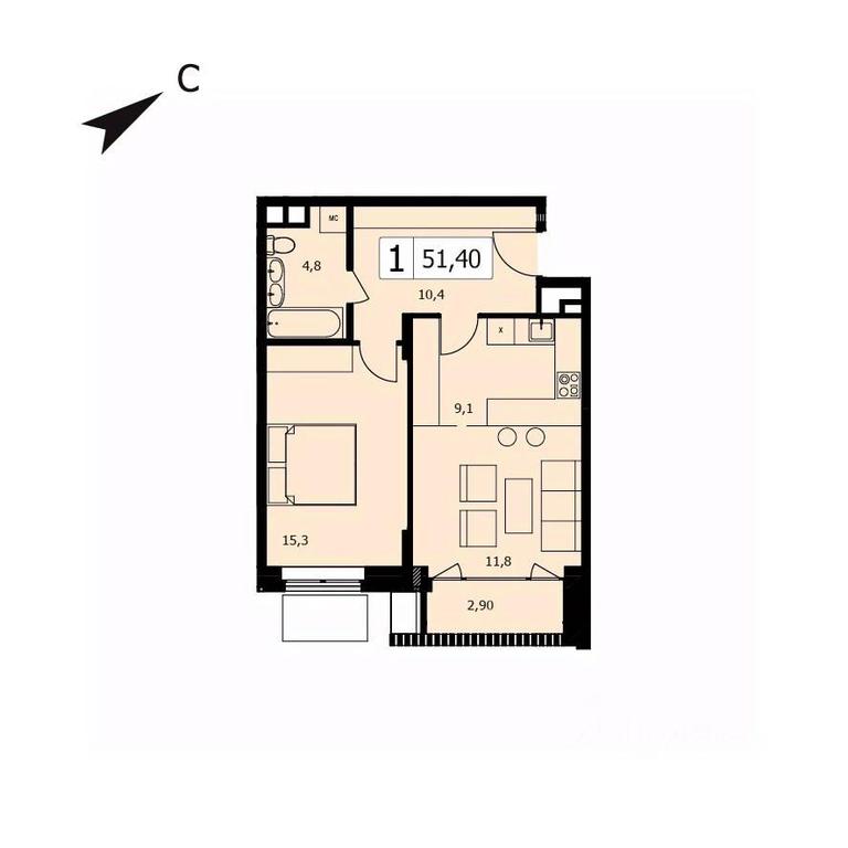Apartment Sale, 51.4 sq. m. at TWICE (Tvays), Akademika Pavlova Street, 7, Moscow, Russia #1 Apartment Sale, 51.4 sq. m. at TWICE (Tvays), Akademika Pavlova Street, 7, Moscow, Russia #1