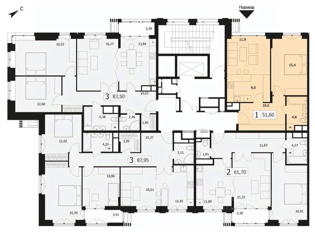 Apartment Sale, 51.6 sq. m. at TWICE (Tvays), Akademika Pavlova Street, 7, Moscow, Russia #2 Apartment Sale, 51.6 sq. m. at TWICE (Tvays), Akademika Pavlova Street, 7, Moscow, Russia #2