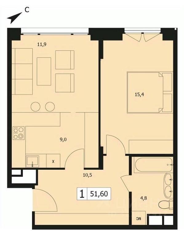 Apartment Sale, 51.6 sq. m. at TWICE (Tvays), Akademika Pavlova Street, 7, Moscow, Russia #1 Apartment Sale, 51.6 sq. m. at TWICE (Tvays), Akademika Pavlova Street, 7, Moscow, Russia #1