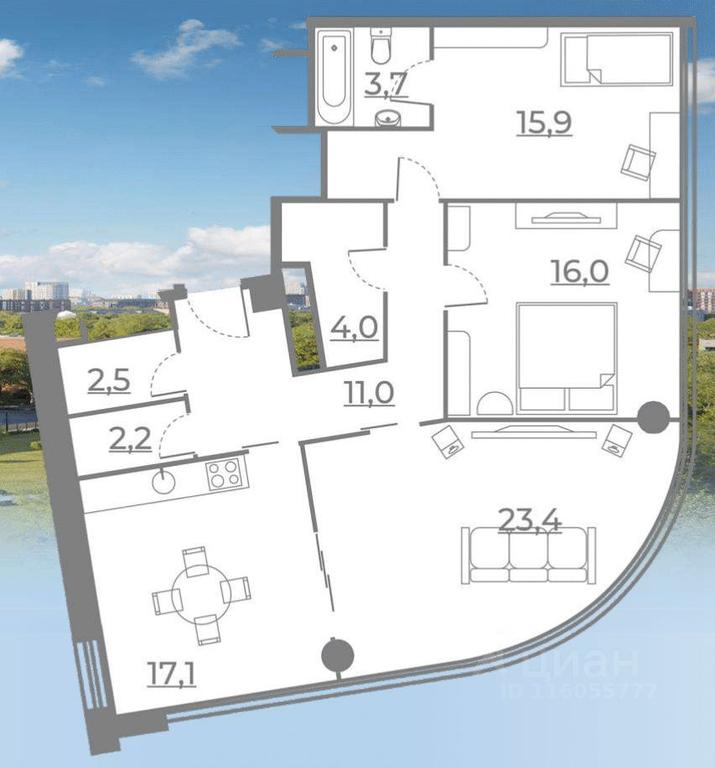 2-BD Apartment Sale, 95.71平方米 at Rezidentsiya Sokolniki, Sokolnichesky Val Street, 3, Moscow, Russia #1 2-BD Apartment Sale, 95.71平方米 at Rezidentsiya Sokolniki, Sokolnichesky Val Street, 3, Moscow, Russia #1