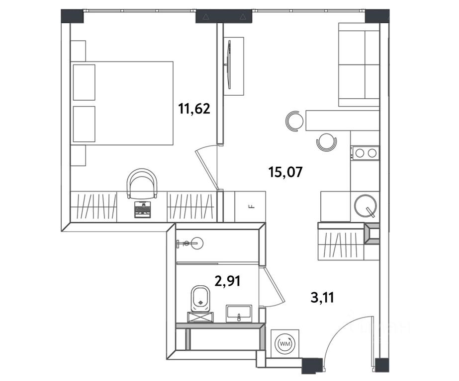 1-BD Apartment Sale, 32.71平方米 at Izmaylovskiy Park (Apartamenty biznes-klassa), Okruzhnoy Drive, 10Б, Moscow, Russia #1