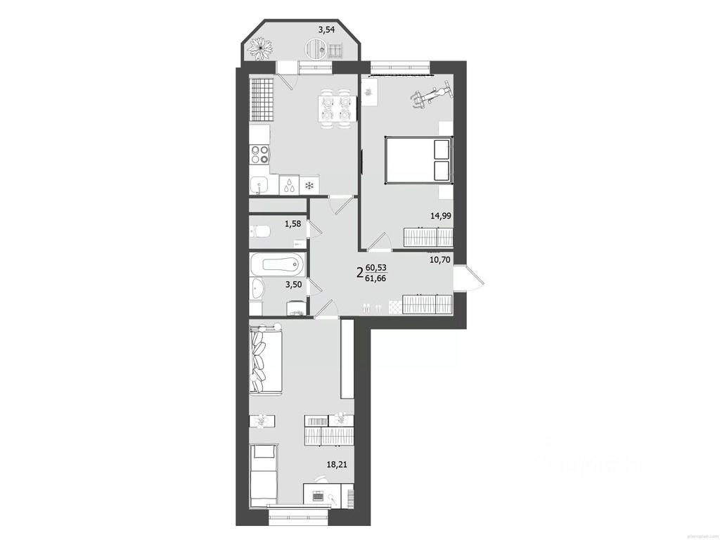 Продажа 1-комн. квартиры, 61,66 м² в ЖК «Олимп», Клинская улица, Клин, Московская область, Россия #1 Продажа 1-комн. квартиры, 61,66 м² в ЖК «Олимп», Клинская улица, Клин, Московская область, Россия #1