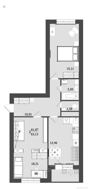 1-BD Apartment Sale, 63.13平方米 at Olimp, Klinskaya ulitsa, Klin, Moscow Region, Russia #1 1-BD Apartment Sale, 63.13平方米 at Olimp, Klinskaya ulitsa, Klin, Moscow Region, Russia #1