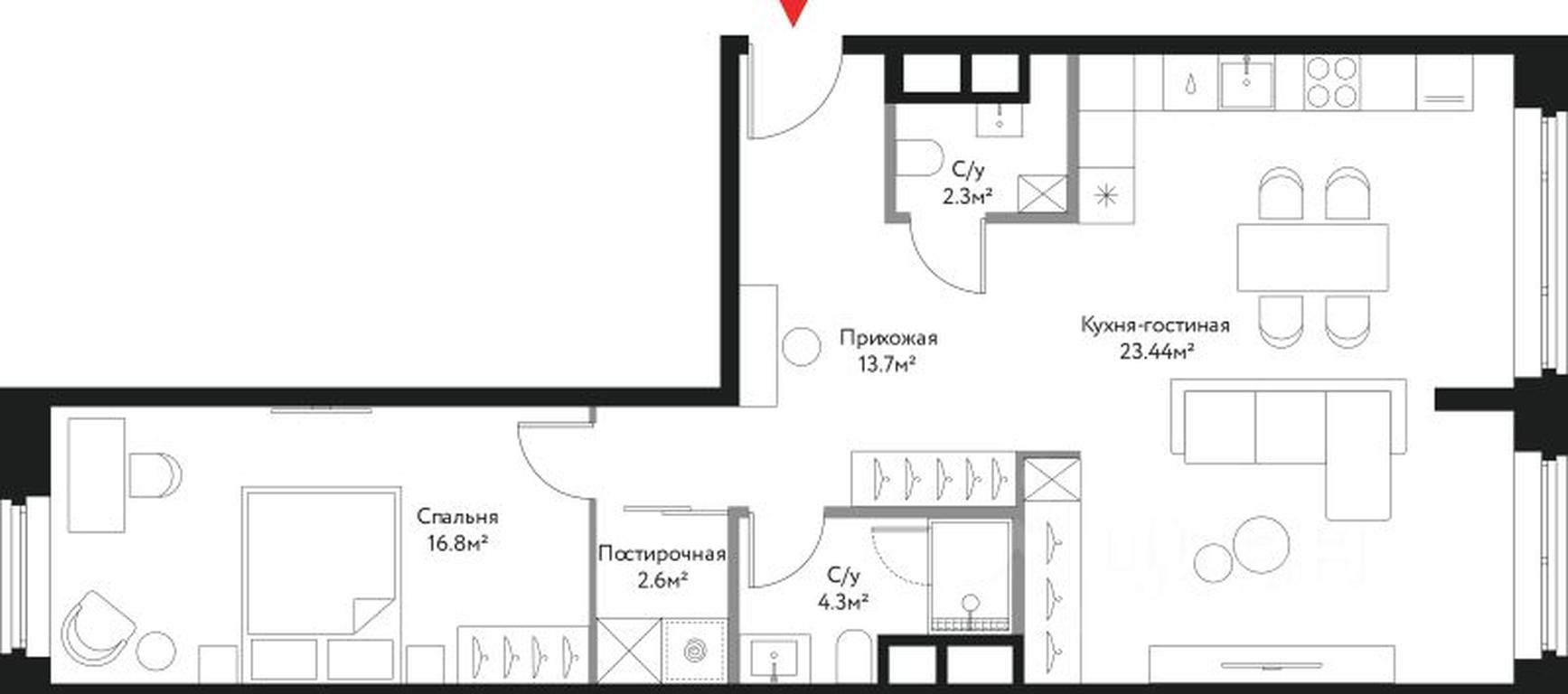 2-BD Apartment Sale, 73.14 sq. m. at Vremya, Lermontovskaya Street, 1, Moscow, Russia #1