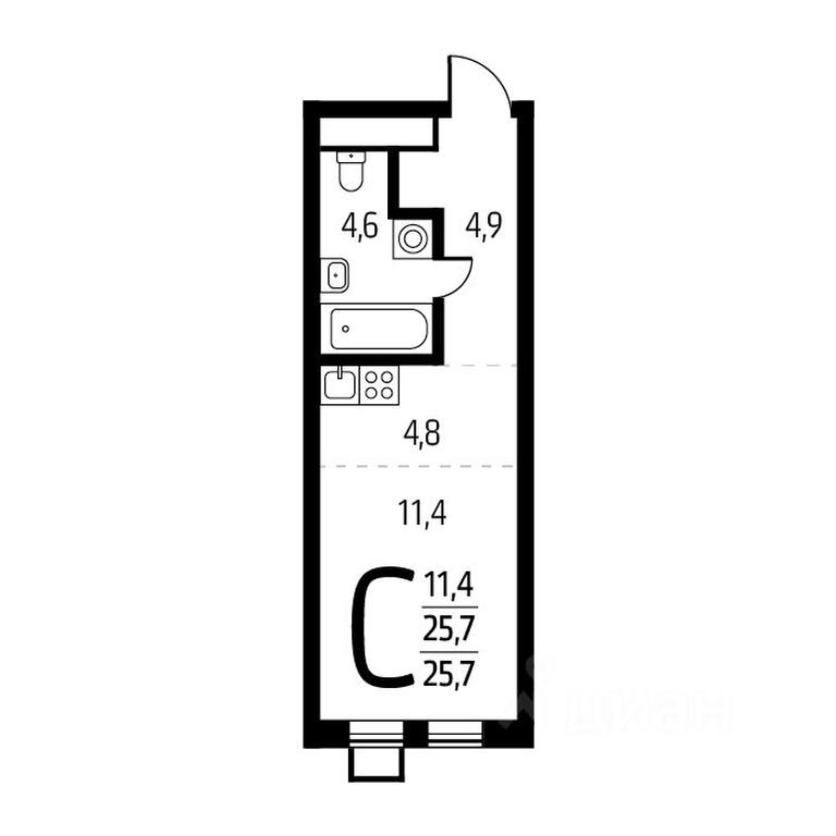 Apartment Sale, 25.7平方米 at Novye Vatutinki, mkr Tsentralny, 2nd Novovatutinskaya Street, Desyonovskoye Settlement, Moscow, Russia #1