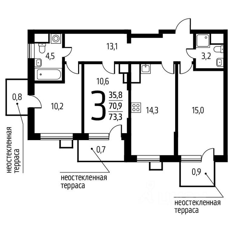 2-BD Apartment Sale, 73.3平方米 at Novye Vatutinki, mkr Tsentralny, 2nd Novovatutinskaya Street, Desyonovskoye Settlement, Moscow, Russia #1 2-BD Apartment Sale, 73.3平方米 at Novye Vatutinki, mkr Tsentralny, 2nd Novovatutinskaya Street, Desyonovskoye Settlement, Moscow, Russia #1