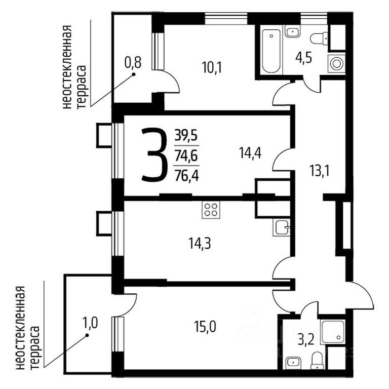 2-BD Apartment Sale, 76.4平方米 at Novye Vatutinki, mkr Tsentralny, 2nd Novovatutinskaya Street, Desyonovskoye Settlement, Moscow, Russia #1 2-BD Apartment Sale, 76.4平方米 at Novye Vatutinki, mkr Tsentralny, 2nd Novovatutinskaya Street, Desyonovskoye Settlement, Moscow, Russia #1
