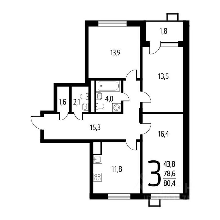 2-BD Apartment Sale, 80.4 sq. m. at Novye Vatutinki, mkr Tsentralny, 2nd Novovatutinskaya Street, Desyonovskoye Settlement, Moscow, Russia #1 2-BD Apartment Sale, 80.4 sq. m. at Novye Vatutinki, mkr Tsentralny, 2nd Novovatutinskaya Street, Desyonovskoye Settlement, Moscow, Russia #1