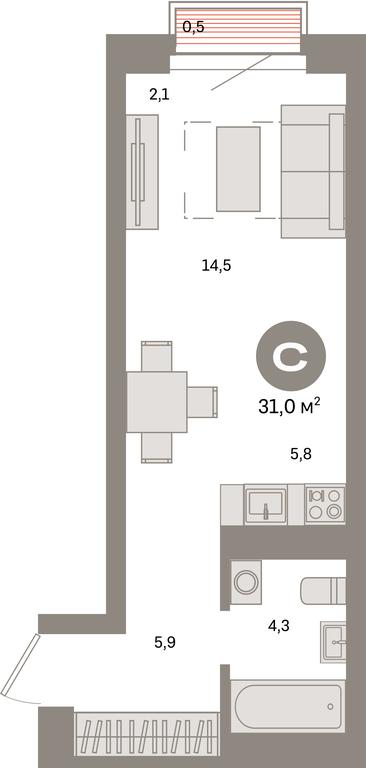Apartment Sale, 31 sq. m. at Kvartal Metronom, Tagilskaya Street, Moscow, Russia #1