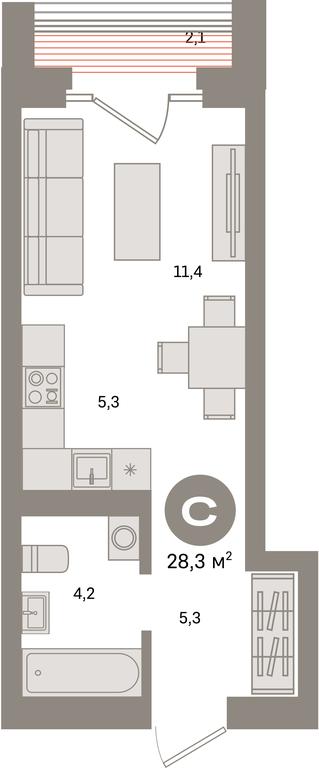 Apartment Sale, 28.3 sq. m. at Kvartal Metronom, Tagilskaya Street, Moscow, Russia #1