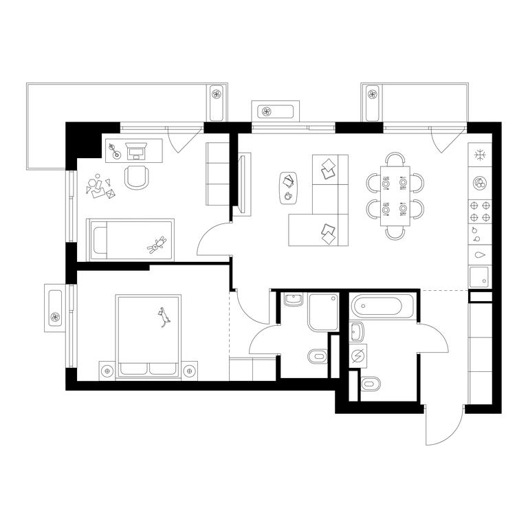 2-BD Apartment Sale, 64.8 sq. m. at Altufevskoe 53, Алтуфьевское шоссе, 53с11, Москва, Россия #1