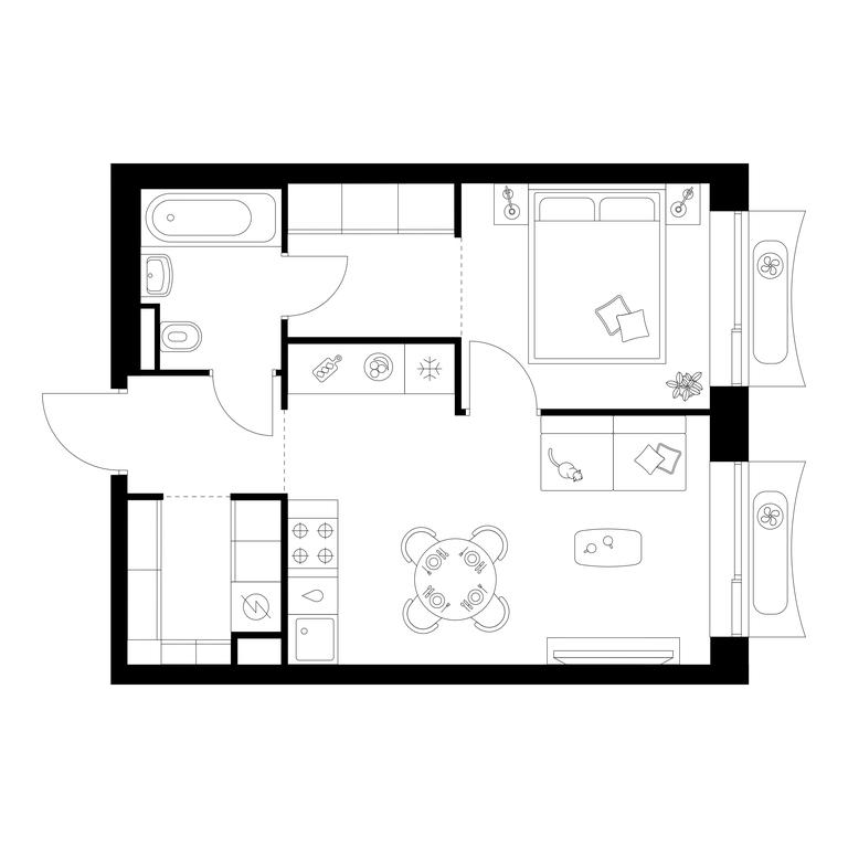 1-BD Apartment Sale, 38.2 sq. m. at Altufevskoe 53, Алтуфьевское шоссе, 53с11, Москва, Россия #1