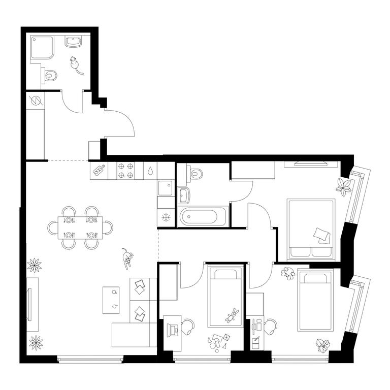 3-BD Apartment Sale, 76.4 sq. m. at Kronshtadtskiy 9, Kronshtadtsky Boulevard, 9с21, Moscow, Russia #1