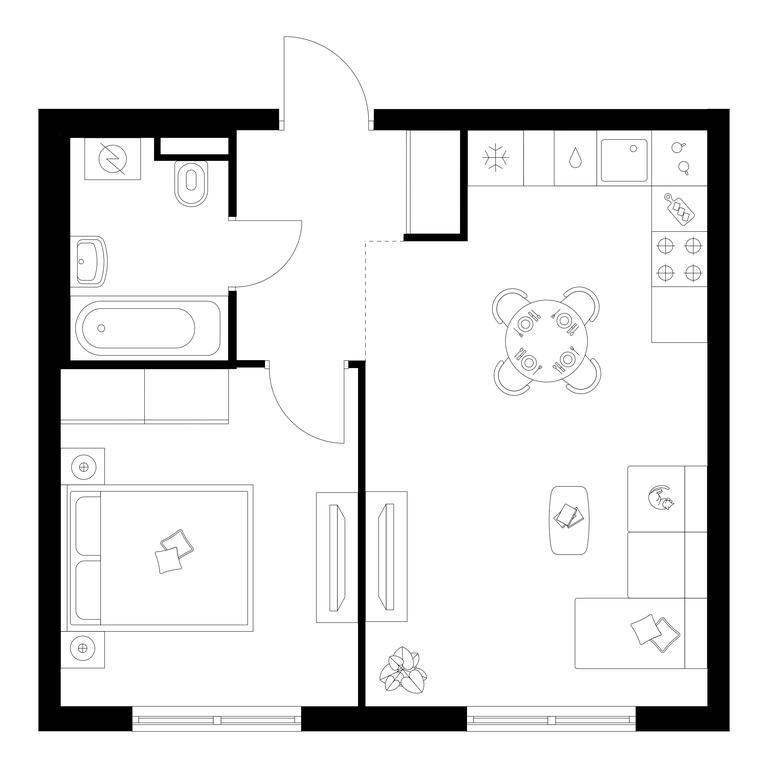 1-BD Apartment Sale, 41.6 sq. m. at Ilinskie Luga, Zapovednaya Street, 1, posyolok Ilyinskoye-Usovo, Krasnogorsk City District, Moscow Region, Russia #1