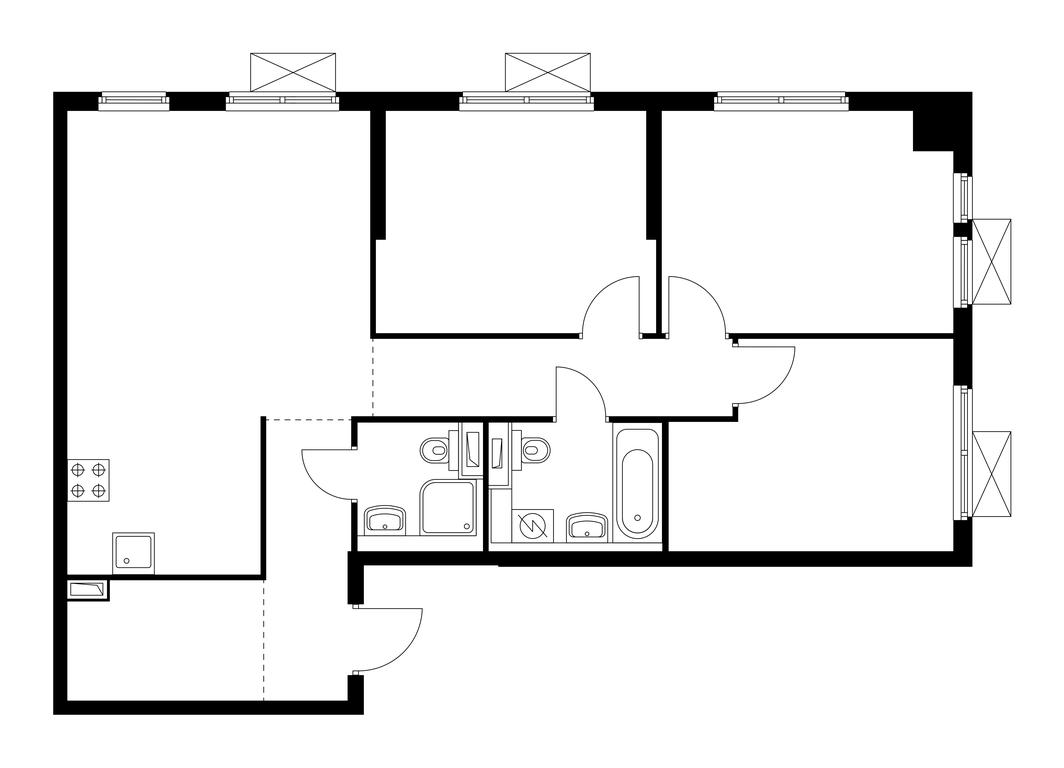 3-BD Apartment Sale, 79.7平方米 at Vtoroy Nagatinskiy, 2nd Nagatinsky Drive, 2к1, Moscow, Russia #1