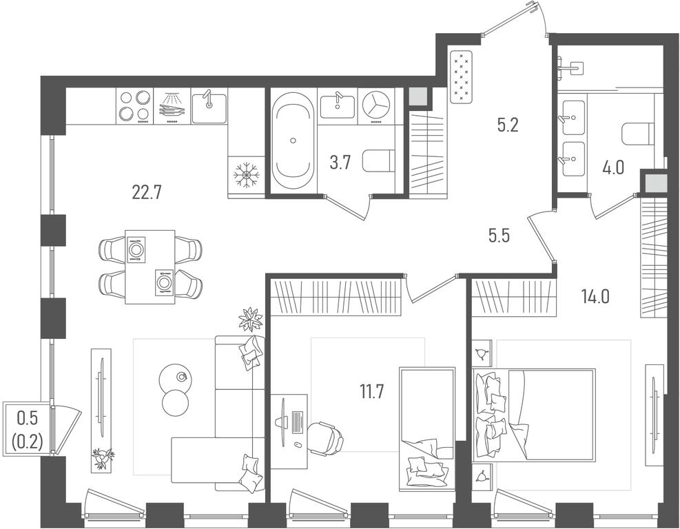 2-BD Apartment Sale, 67.3 sq. m. at Pave, 2nd Paveletsky Drive, Moscow, Russia #1 2-BD Apartment Sale, 67.3 sq. m. at Pave, 2nd Paveletsky Drive, Moscow, Russia #1