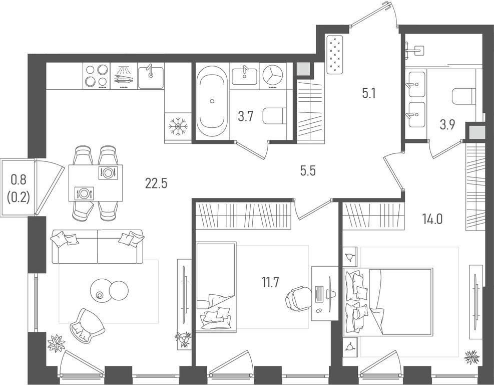 2-BD Apartment Sale, 66.6平方米 at Pave, 2nd Paveletsky Drive, Moscow, Russia #1 2-BD Apartment Sale, 66.6平方米 at Pave, 2nd Paveletsky Drive, Moscow, Russia #1