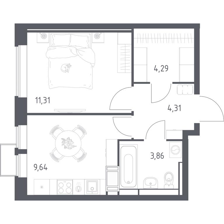 Apartment Sale, 33.41 sq. m. at Bolshoe Putilkovo, Prostornaya ulitsa, 1, Putilkovo Village, Krasnogorsk City District, Moscow Region, Russia #1